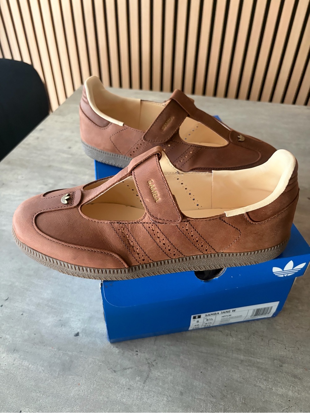 adidas Women's Brown Samba T-Strap Sneakers - Picture 2 of 8